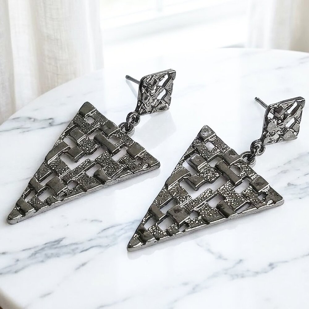 Black Triangular Dangle Earrings